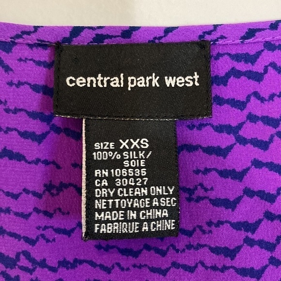Central Park West 100% Silk Purple Snakeskin Print Blouse Size XXS - Picture 6 of 11